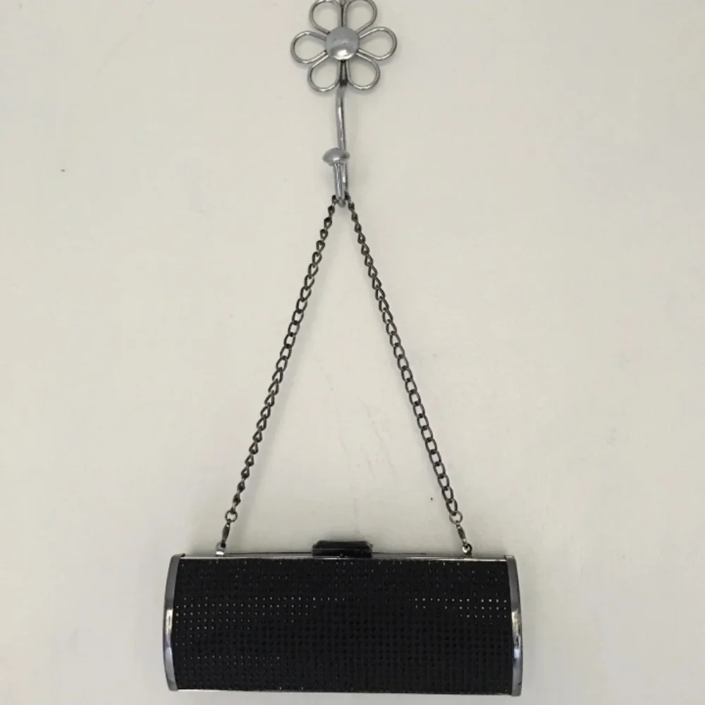 Express Clutch Purse Party Studded Embellished Black Silver Chain Strap Evening